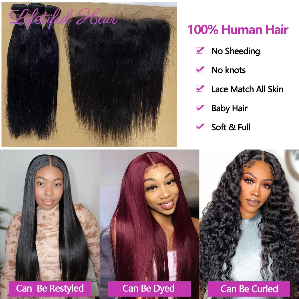 13x4 5x5 HD Lace Closure Straight Human Hair Bundles With Closure Brazilian Lace Frontal With Bundles 100% Human Hair Extensions