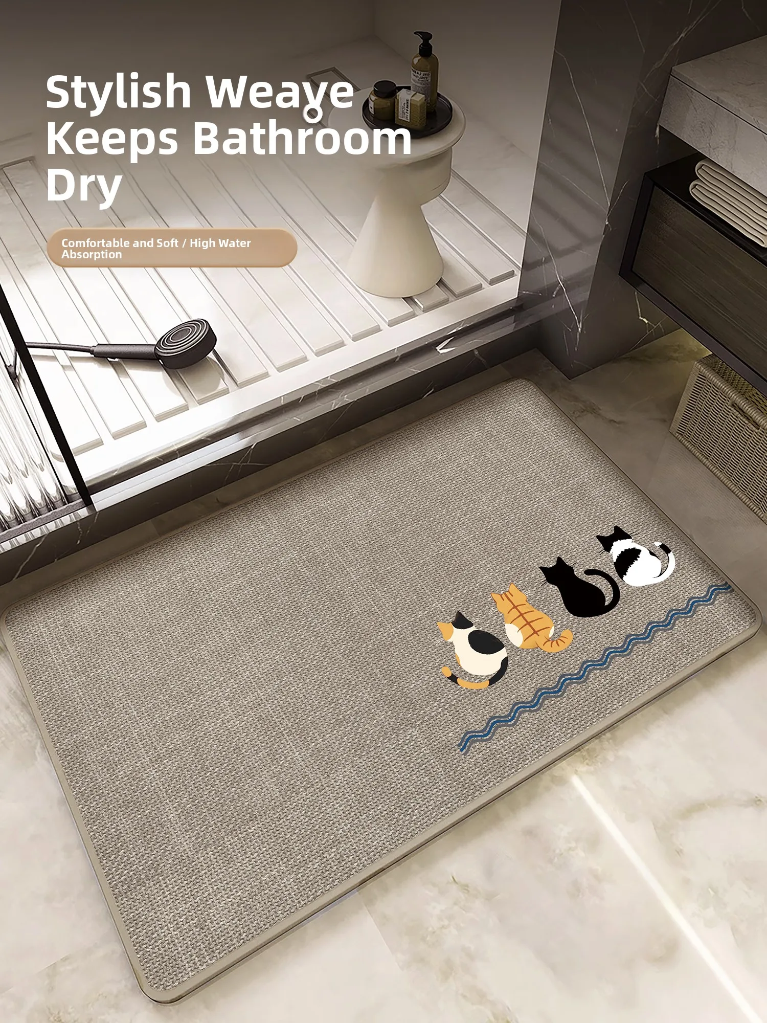 

Batoom Rug Bath Mat Woven Linen like High Absorbency Qui Dry Toilet Wasoom Entrance Special Anti Slip Blanket Rectangul...