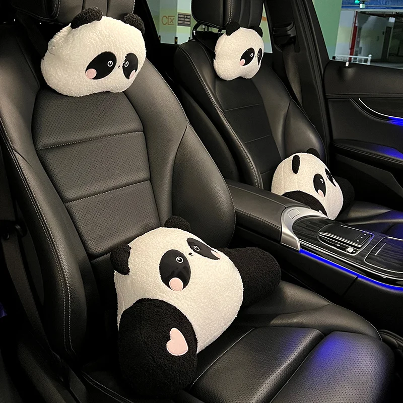 Cartoon Panda Lumbar Support Car Headrest Neck Pillow Car Pillow Car Four Seasons General Car Supplies