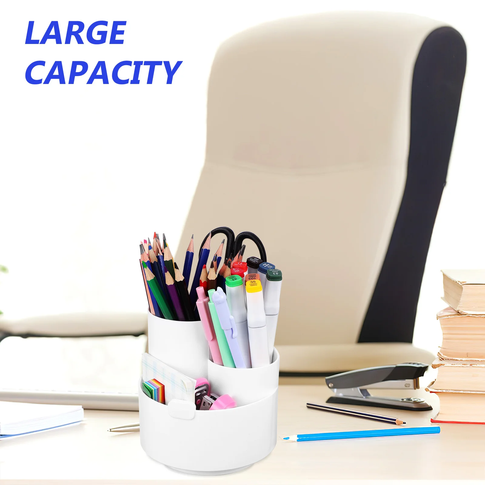 منظم أقلام قابل للدوران للمكتب يدور 360 درجة، تصميم متعدد الشبكات، مظهر أنيق، حامل أقلام للاستخدام المنزلي والمكتب #6