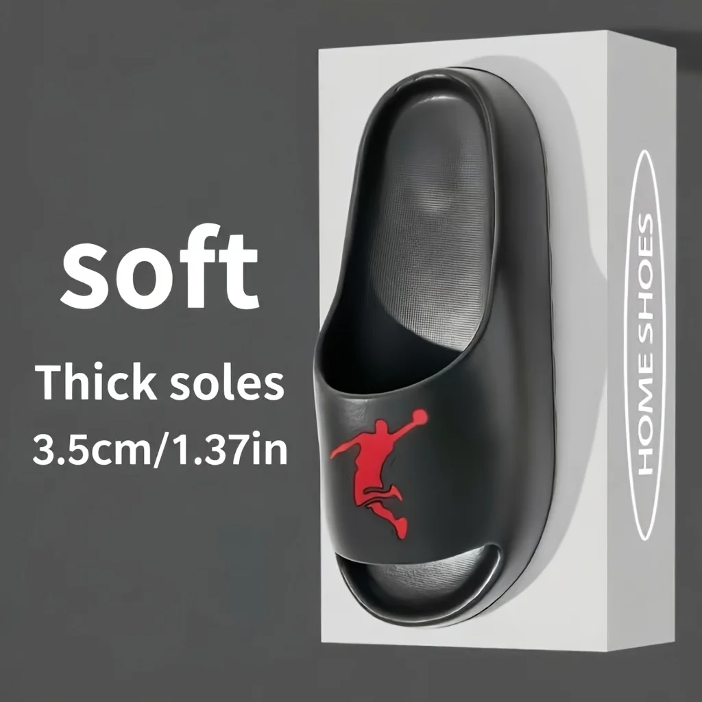 Herren-Hausschuhe für Innen- und Außenbereich, Leichte Rutschfeste Herren-Slides mit Minimalistischem Aufdruck, Lässiger Sportstil – Detail 4