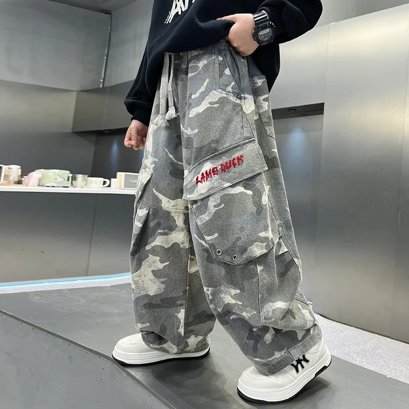 الخريف الاطفال المتعثرة السراويل البضائع المموهة للبنين بنات الرياضة في الهواء الطلق كامو السراويل الطفل السراويل العسكرية مع جيب