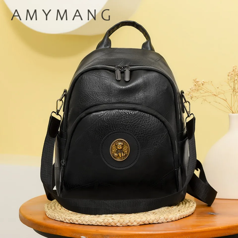 

Retro Women's Synthetic Leather 3 in 1 Backpack, Adjustable Shoulder Straps, Multiple Compartments, Multiple Carrying Methods