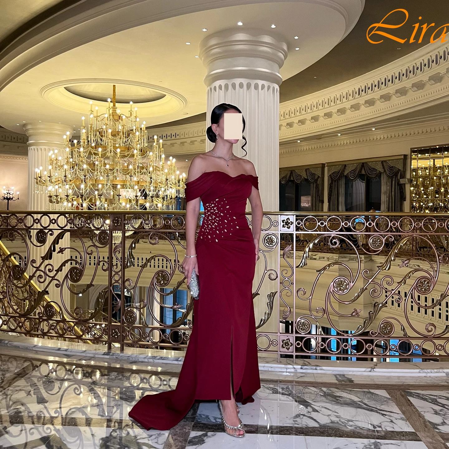 

Customized Straight Boat Neck Elegant Formal Evening Dress Temperament High Quality Party Gowns Fashion Delicate Prom Dress