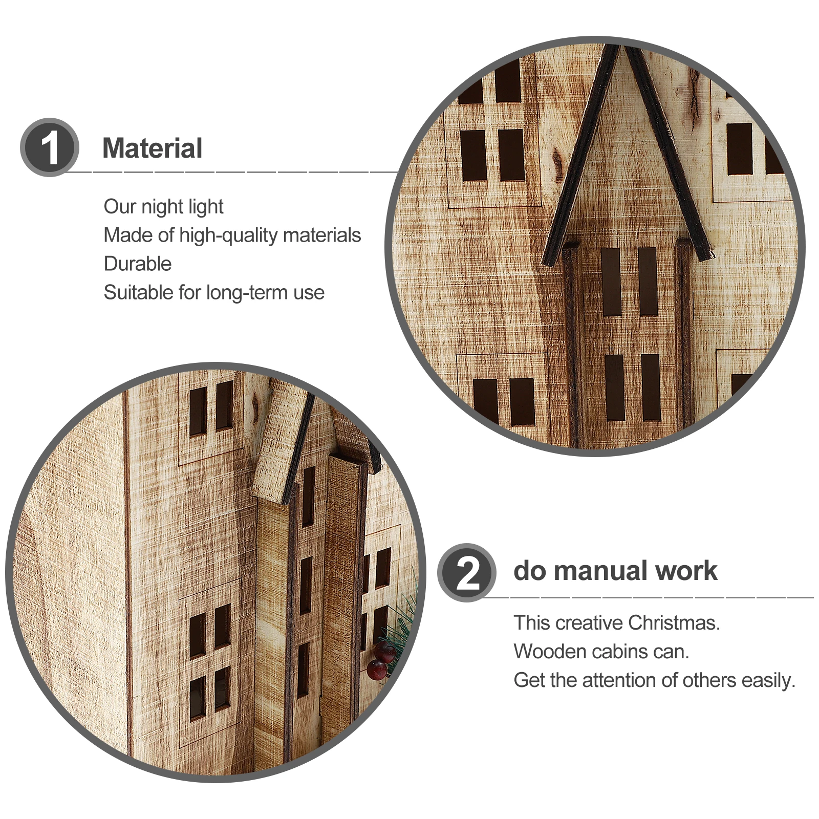 

1pc Christmas Wooden House Decor Led Luminous Desktop Ornament Xmas Craft Party Gift Home Office Bedroom Decoration Nordic Style