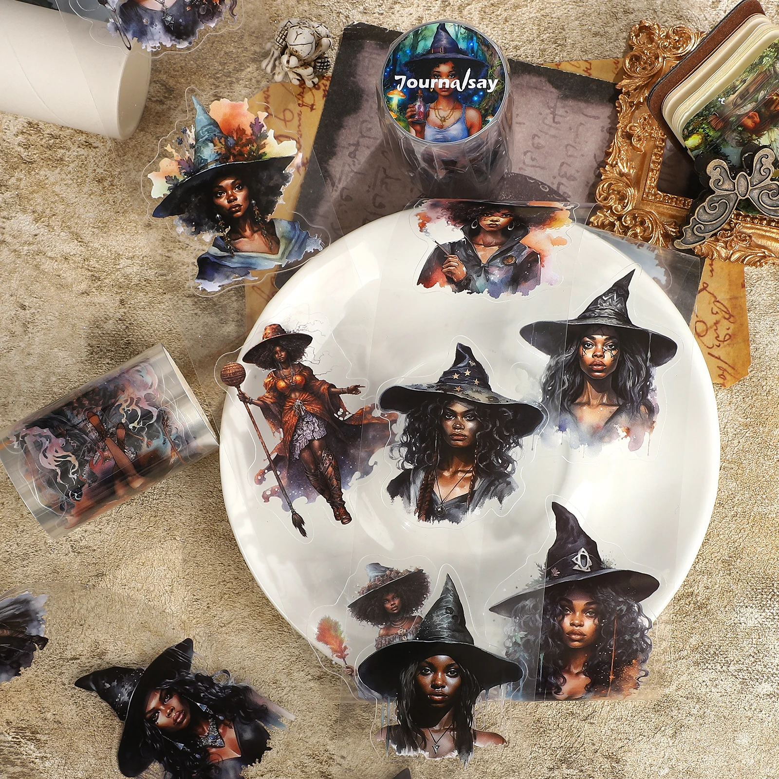 60 مللي متر * 200 سنتيمتر خمر الساحرات السوداء شخصية المشهد PET الشريط الإبداعية DIY بها بنفسك مجلة المواد الكولاج سجل القصاصات القرطاسية #2