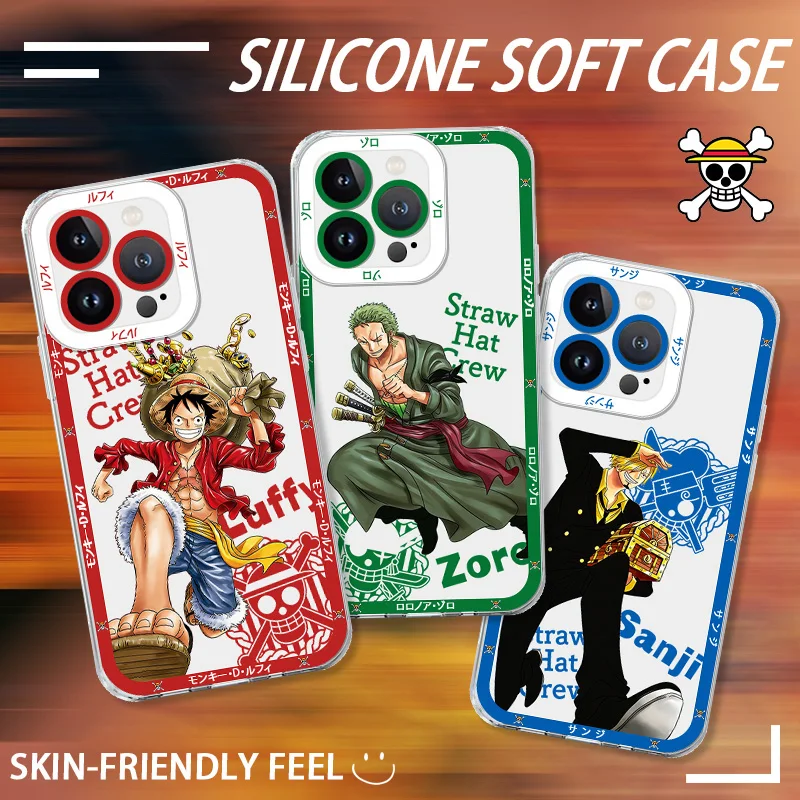 Anime One Piece Luffy Zoro Soft Silicone Phone Case for iPhone 17 16 15 14 Pro Max Air 17E 13 12 11 ProMax Transparent Cover
