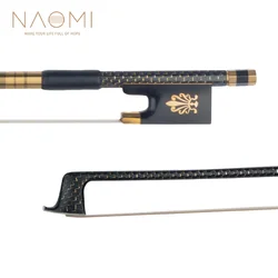 NAOMI Professional 4/4 Size Violin/ Fiddle Bow Golden And Silver Silk Braided Carbon Fiber Bow AAA Grade Horsehair Ebony Frog