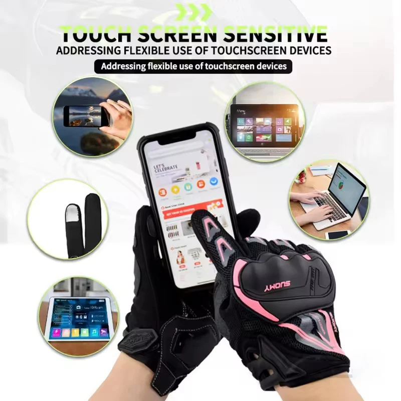 قفازات SUOMY صيفية قابلة للتنفس تعمل باللمس للدراجات النارية مع حماية كاملة للأصابع لركوب الدراجات النارية والسباق خفيفة الوزن Luvas #2