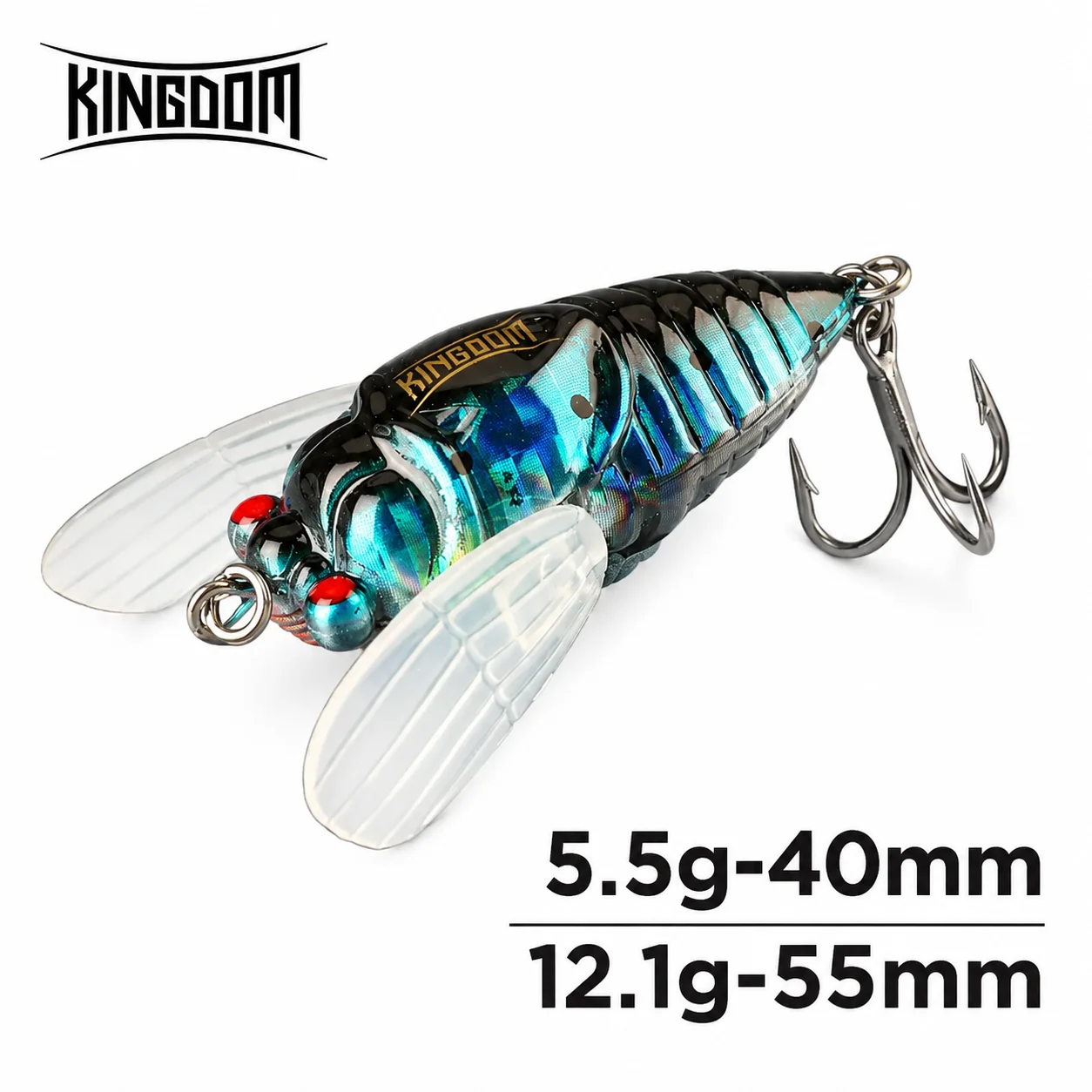 KINGDOM Cicada Fishing Lure 40mm/55mm Topwater Floating Hard Bait Artificial Insect Lure Realistic Winged Fishing Bait