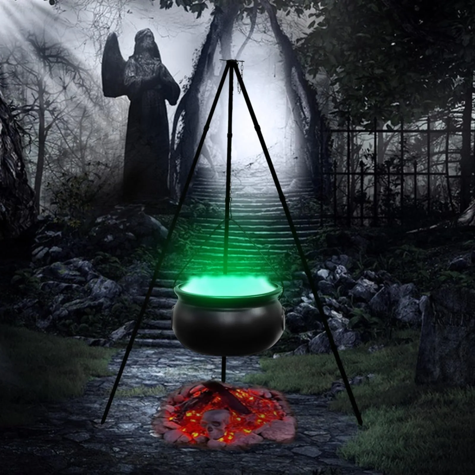 

Котел Ведьмы на штативе со светодиодной гирляндой Декор для Хэллоуина Открытый Фокус Покус Чаша для конфет Ведро Домашний двор Крыльцо, Подарок