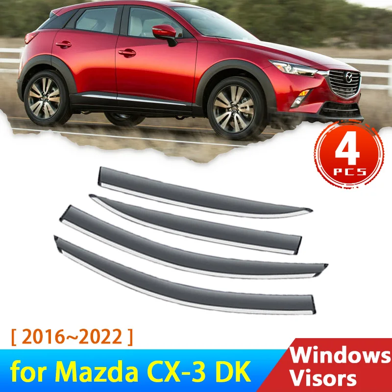 

Car Window Visors for Mazda CX-3 CX 3 CX3 DK 2016~2022 Accessories Wind Deflectors Rain Eyebrow Guard Auto Awning Trim Sun Visor