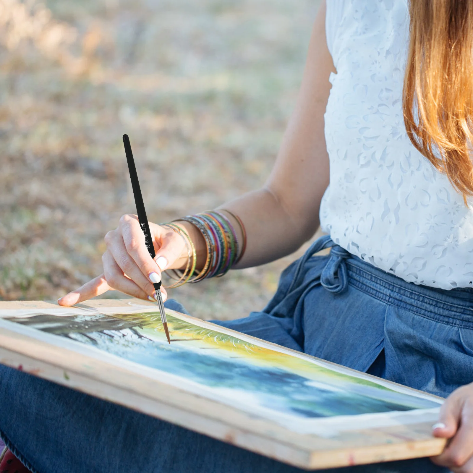 11本入り ウルフヘアライナーブラシ プレミアムディテールペイントブラシ アクリル水彩油絵用 細部描画ペン アート