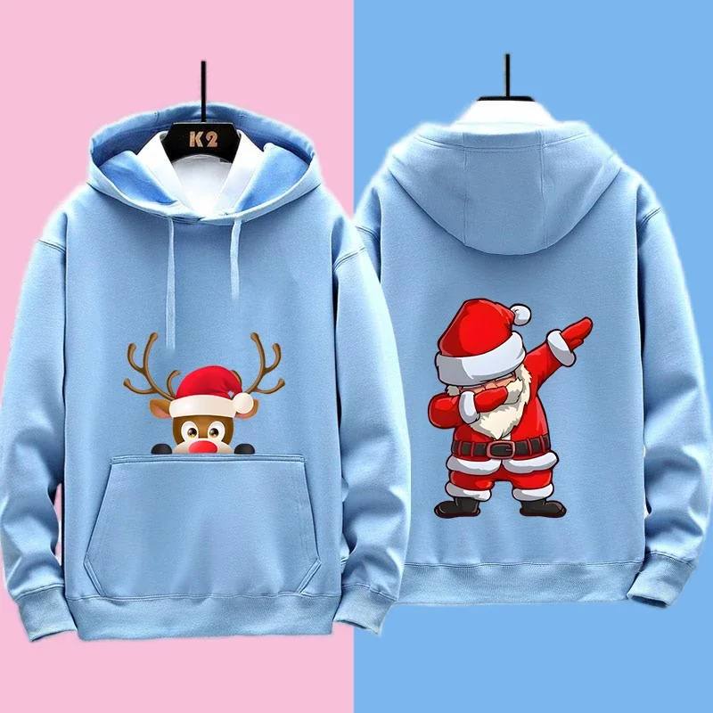 YAGIMI Christmas Family Sweatshirt Cute Deer Print Xmas Sweaters Mother Father Daughter Son Matching Outfit Couple Jersey Tops