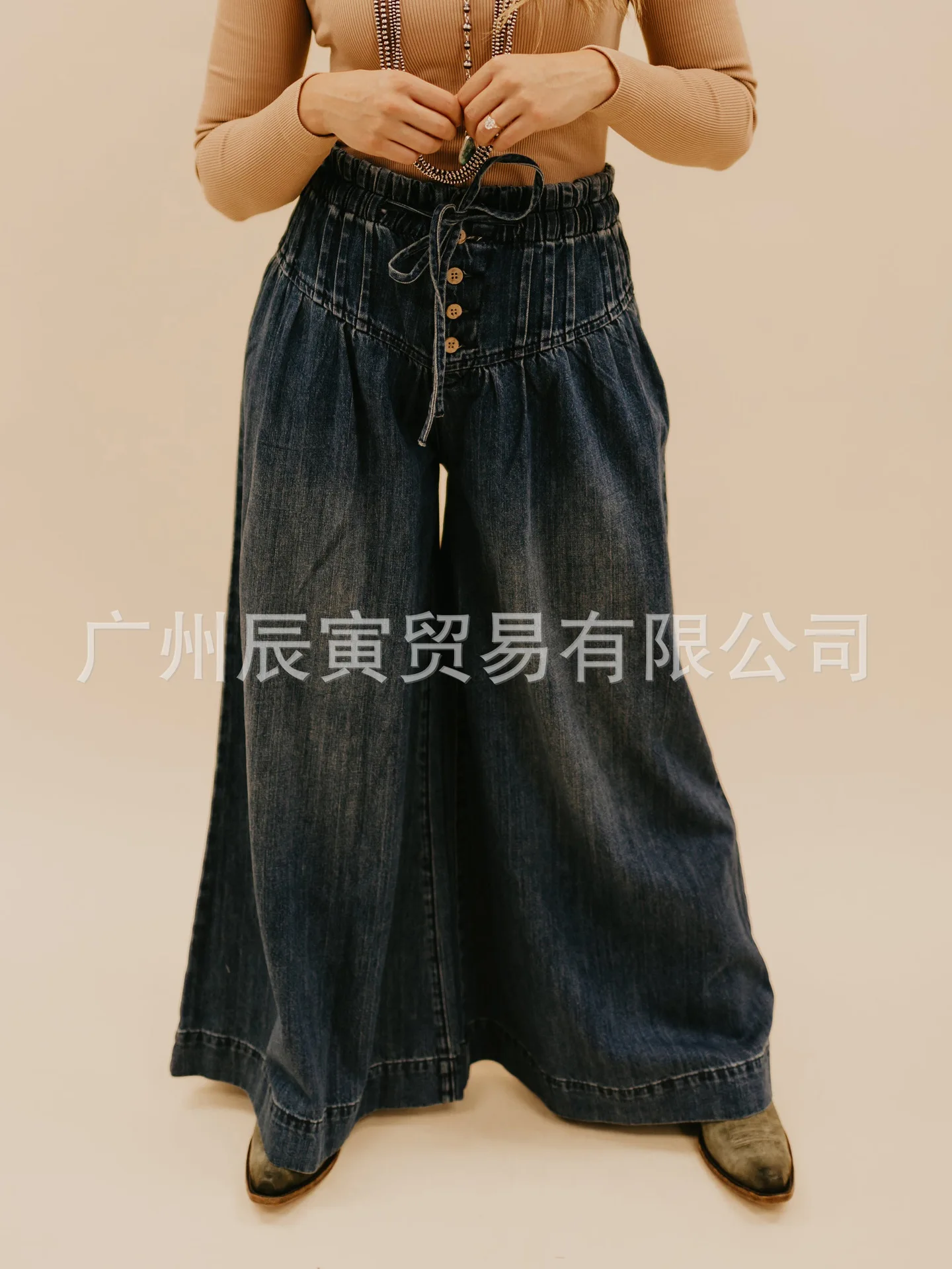 

Джинсы в уличном стиле, винтажные, с эффектом потертости, с высокой талией, широкие, свободного кроя, повседневные, модные брюки