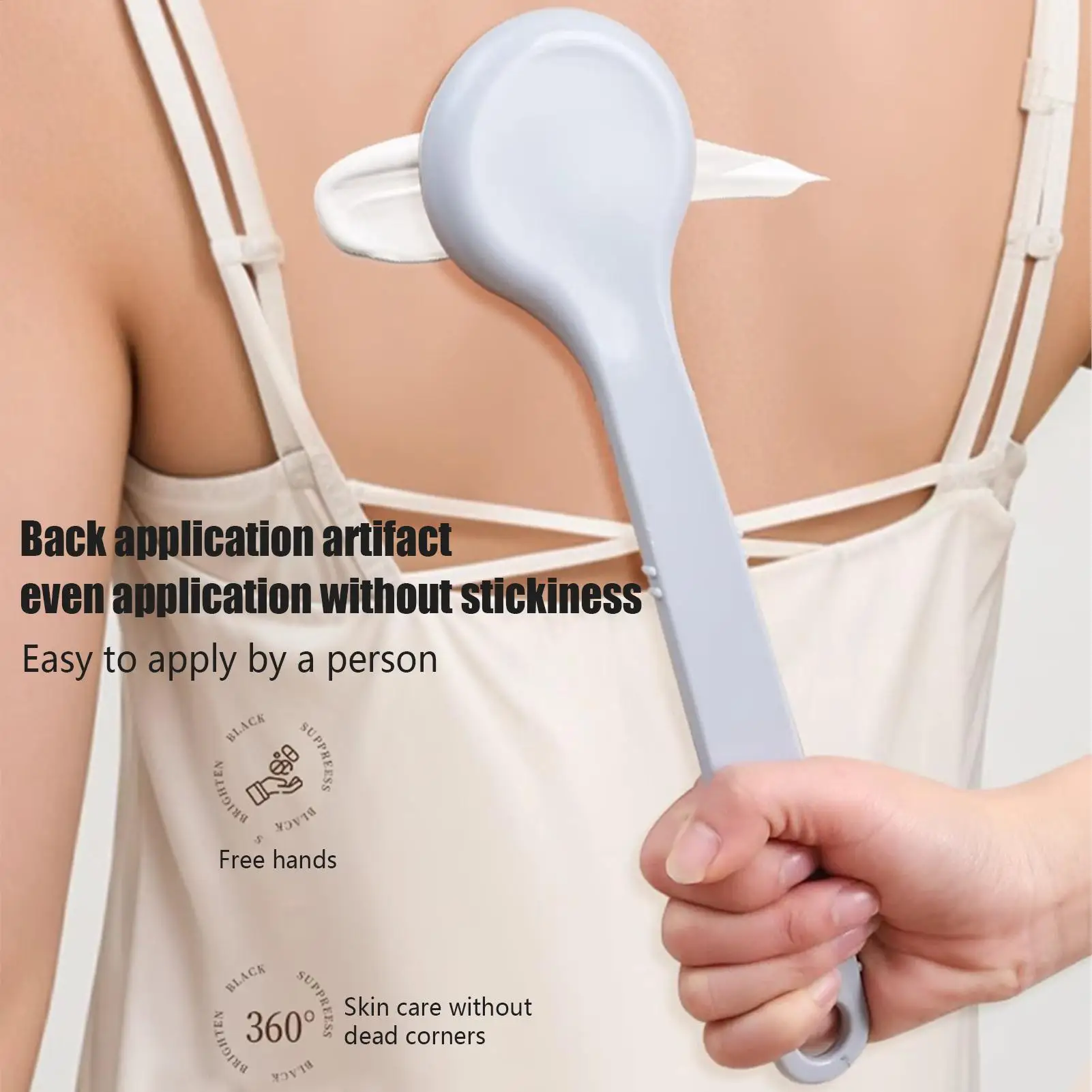 Ergonomic Long-Handled Body Lotion Applicator Back Brush with Sponge Pad Ideal for Post-Bath Body Application Skin Care Tool