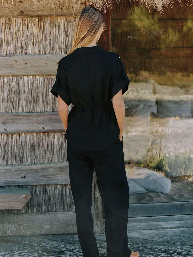 

New Summer Women's irt Casual Loose Long Sve Turn-down Collar Mixed Fabric Single Button Versatile Faion Commute Sle