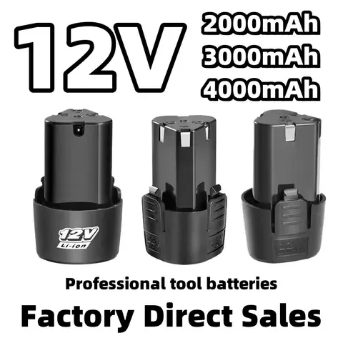 Batteria al litio ricaricabile universale da 12 V 4000 mAh per cacciaviti elettrici, trapani, mini smerigliatrici angolari e altri utensili elettrici