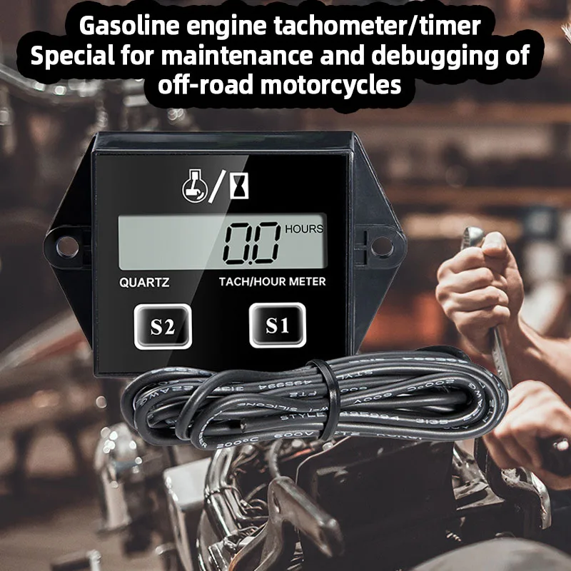 1 Set Gasoline Engine Tachometer Motorcycle Speed Timer Beach Bike Motorboat Lawn Mower Universal Version