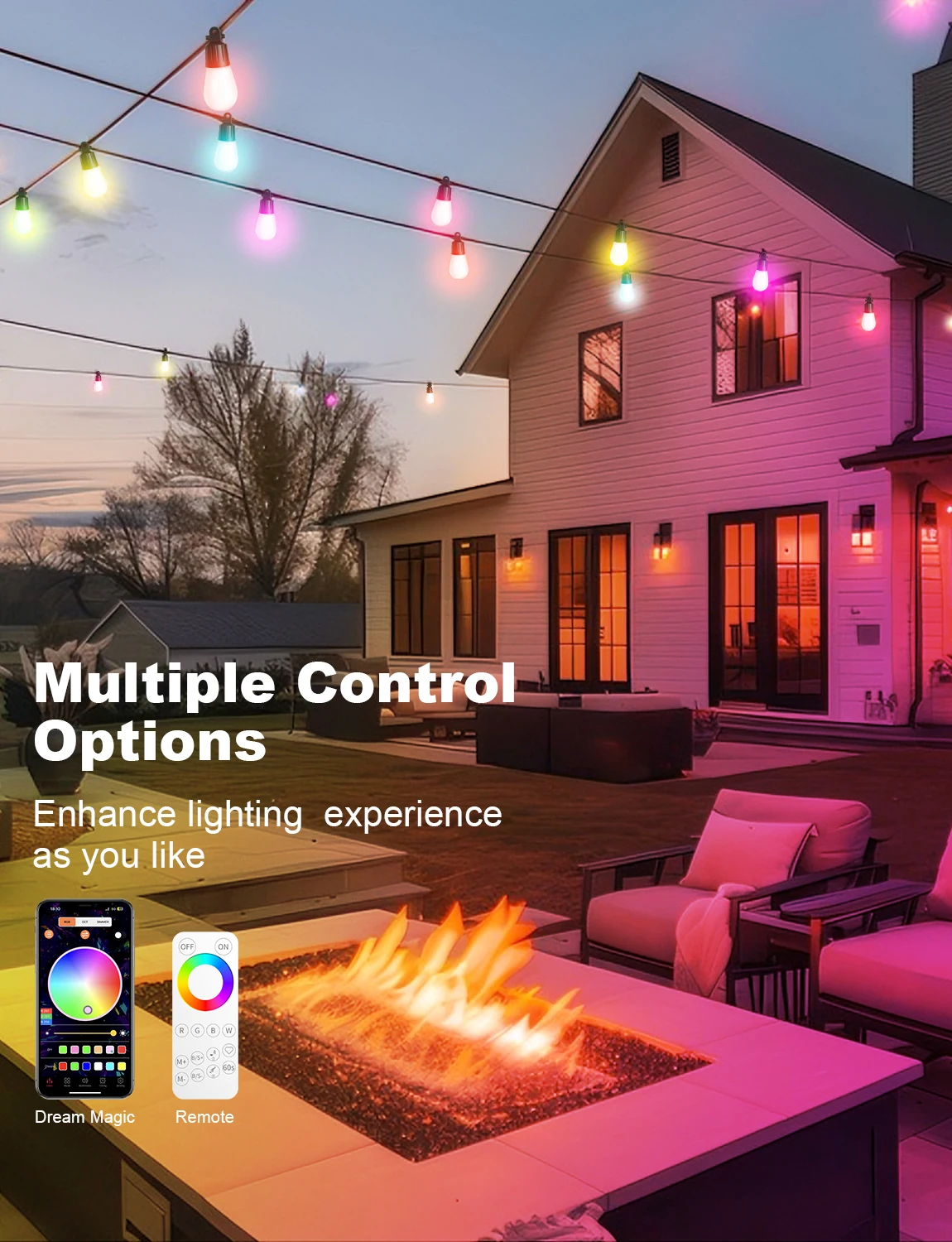 Smart RGB Color Changing Outdo - String Light Bistro ulasan dan harga