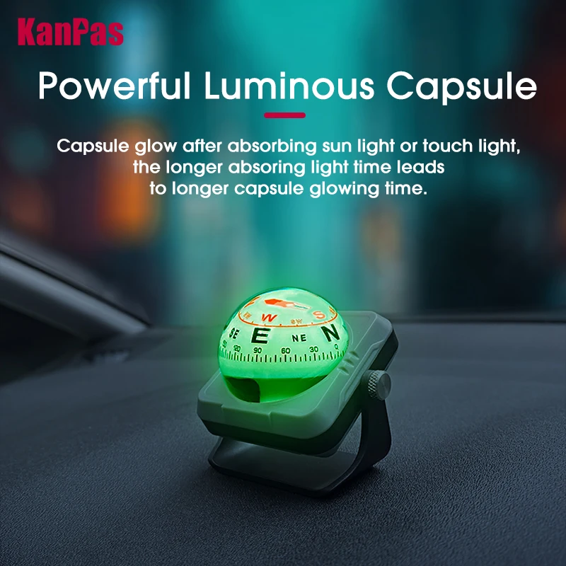 

2025!KanPas dash board compass for car/Innovative double dials/Powerful Luminous capsule/Adjustable Compass holder