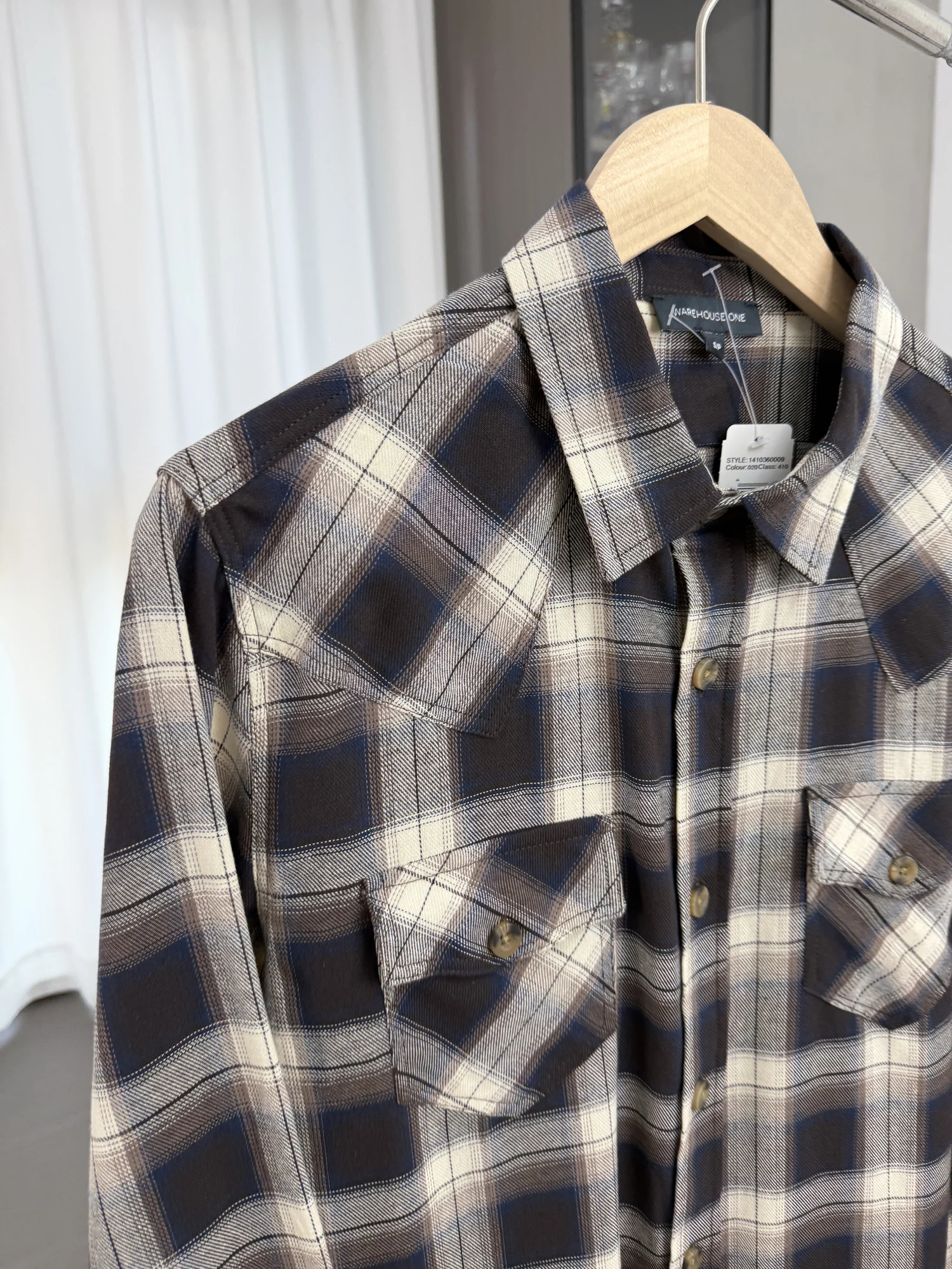 Retro Color Block Plaid Long Sleeve Men's Casual Shirt Double Pocket Fleece Lined Fall Season Open Cardigan Style Sun Protection
