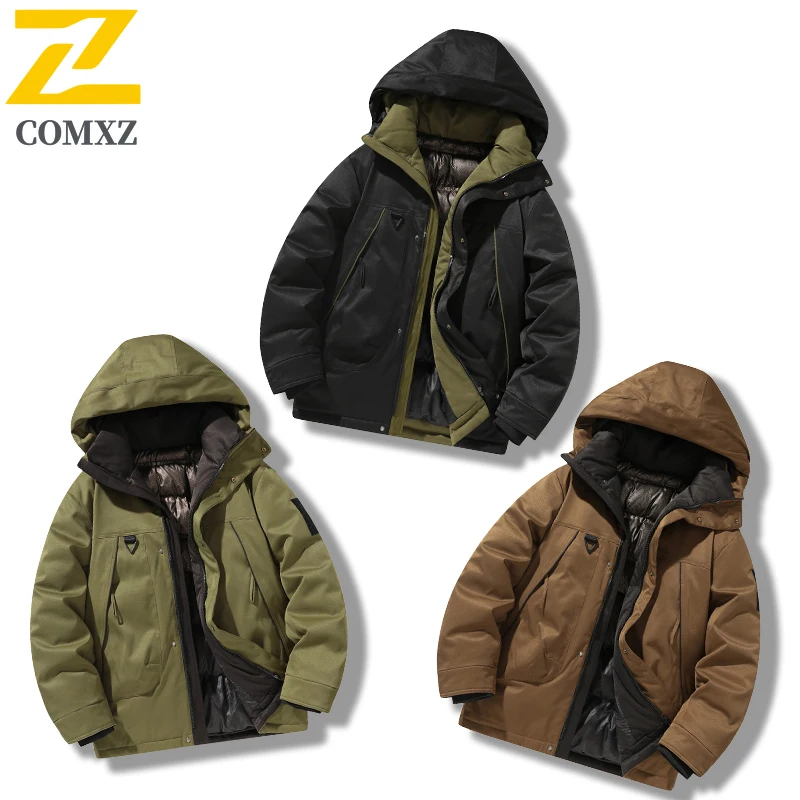 Men Parker Coat 2025 Winter Warm Windproof Waterproof Skiing Workwear Multi-Pocket Outdoor Cold Proof Casual Winter Jacket