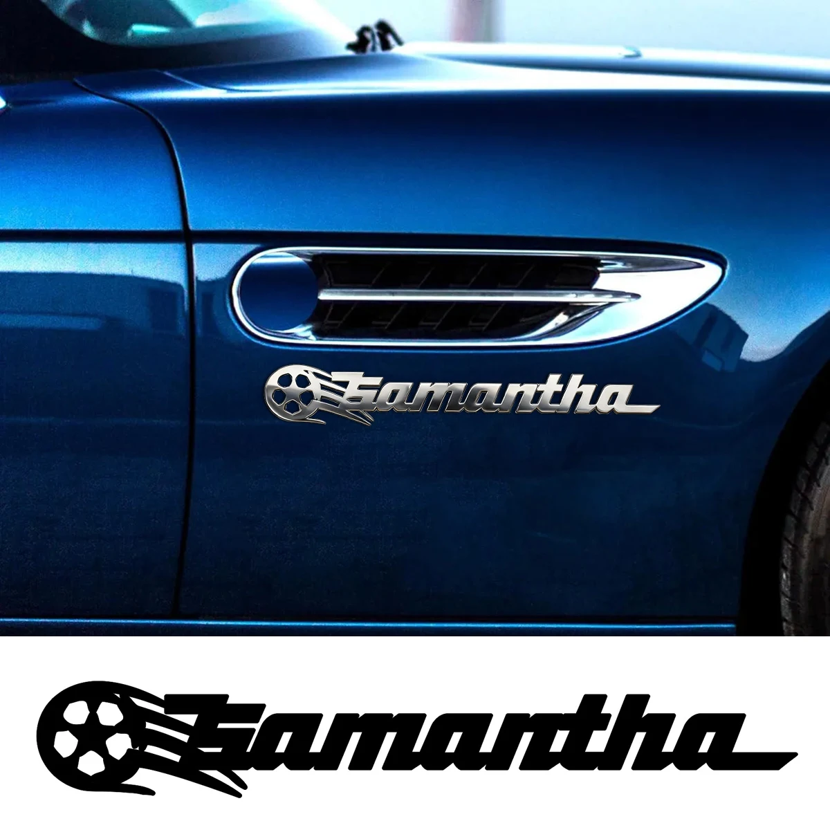 Cool Flame Wheels Font Stainless Steel Waterproof Custom Logo 3D Metal Stickers Car Body Decal DIY Decor Supplies Car Lover Gift
