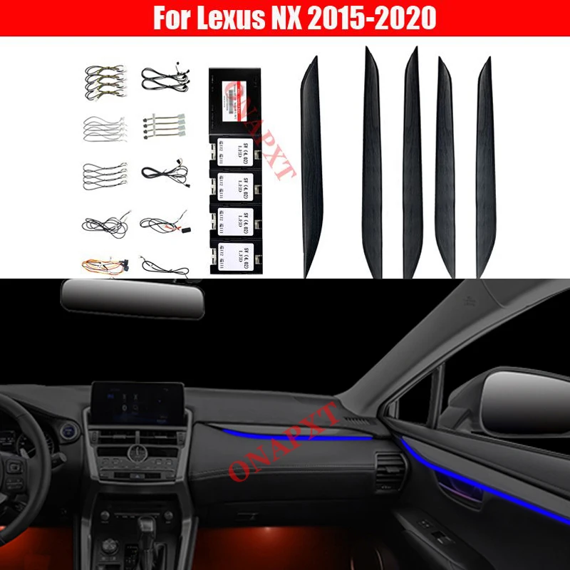 64 Colors Set For Lexus NX 2015-2020 Button Control Decorative Ambient Light LED Atmosphere Lamp illuminated  Strip