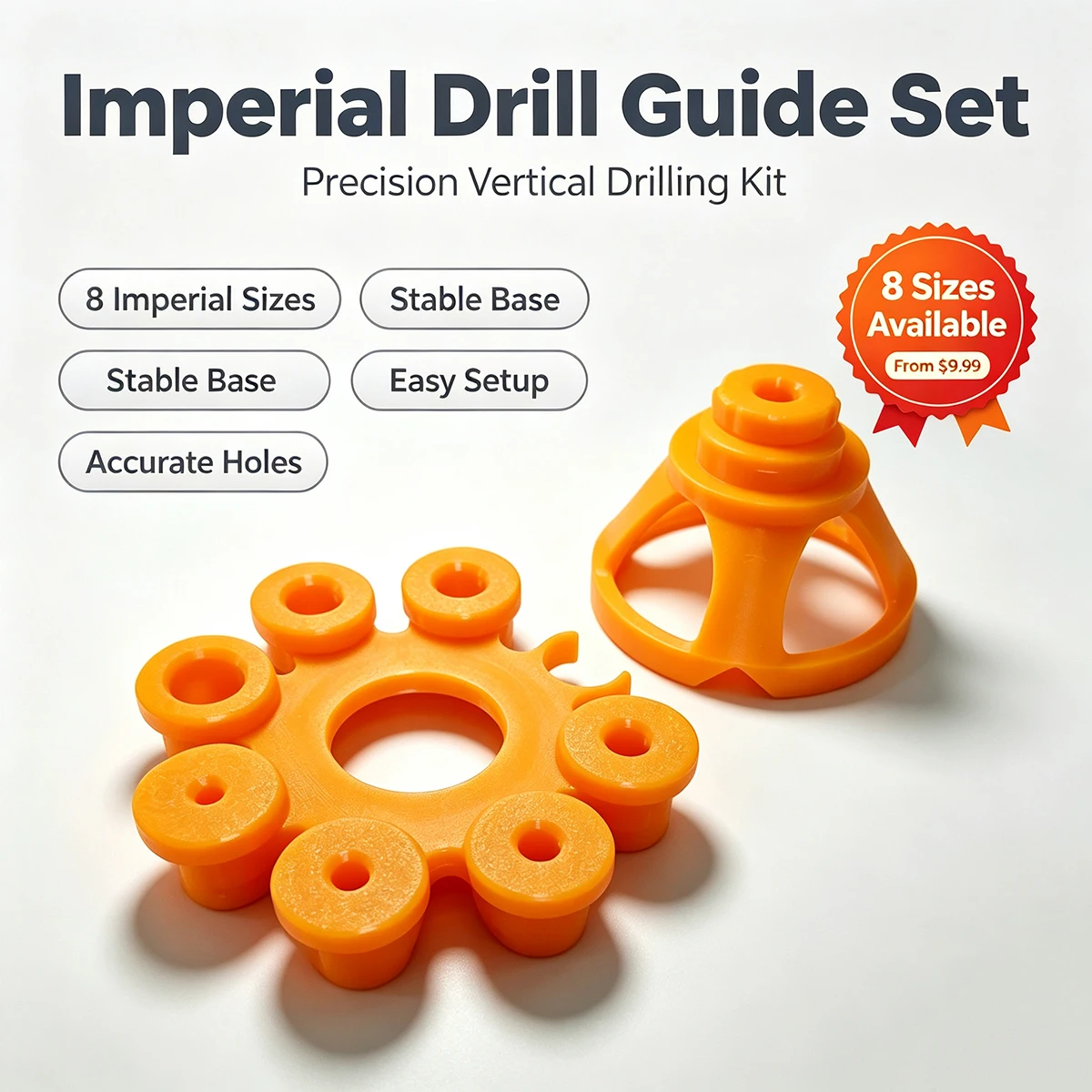 British Standard Vertical Drilling Locator Set with Stable Base for Precise Vertical Drilling Without Deviation, Woodworking Furniture Repair Board Precision Drilling Guide Bracket, Manual Construction Tool