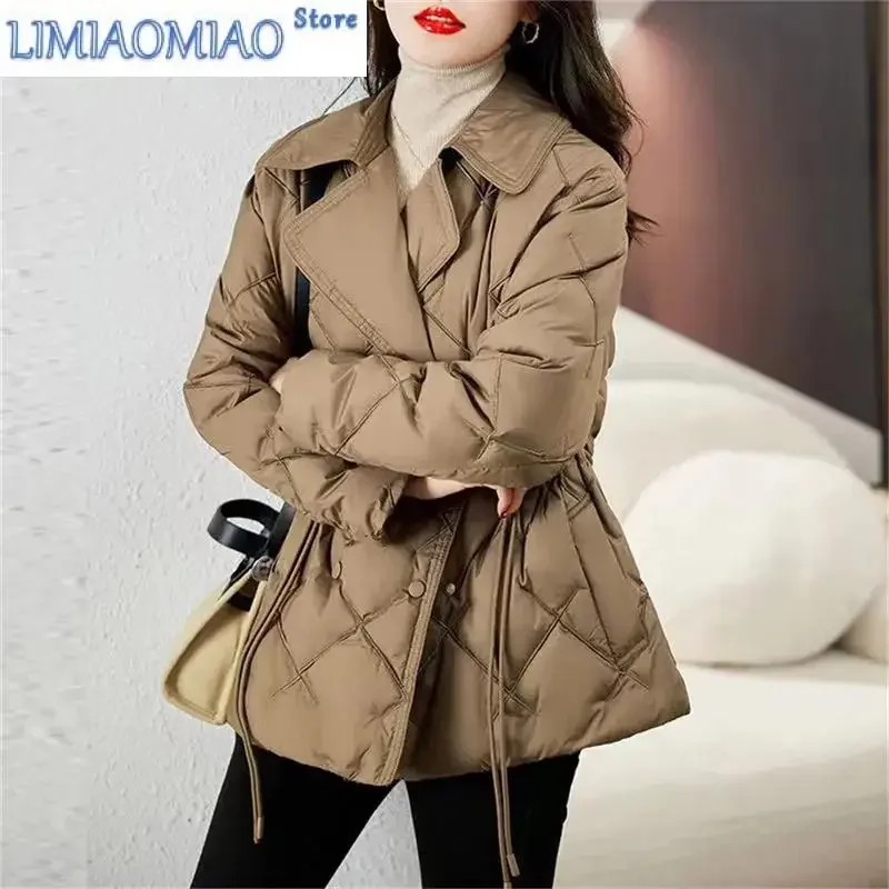 

New Suit Collar Light Thin Down Cotton Jacket Women's Short Fitting Popular Fashion Quilted Winter Jacker Padded Cotton