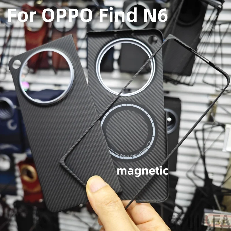 

Carbon Fiber Case For OPPO Find N6 Magnetic Case Central Axis Aramid Fiber Covers For OPPO Find N6 Ultra-thin Protective Case
