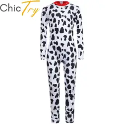 Kids Dalmatian Costume Spotted Dog Cosplay Jumpsuit Long Sleeve 3D Tail Full Bodysuit Halloween Cute Animal Roleplay Dress Up
