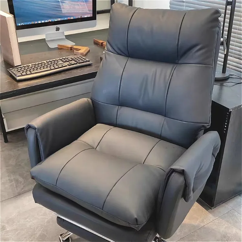 

Genuine Leather Luxury Modern Boss Chair, Computer Comfortable Office Chair, Sitting and Lying Study Desk Back Swivel Chair