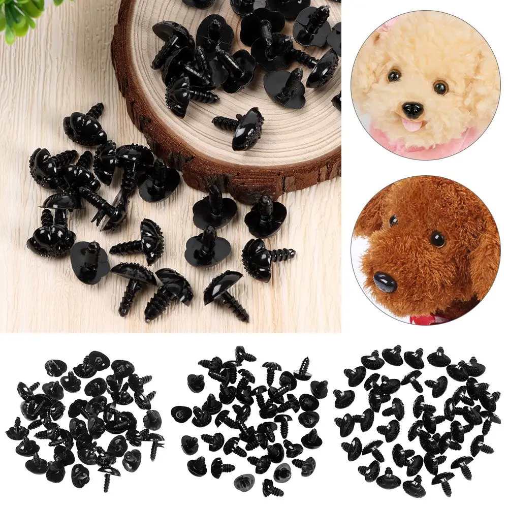 40pcs Crafts Black Plastic DIY Dog Noses Plush Dolls Toys For Bear Buttons Toy DIY Safety Noses Accessories