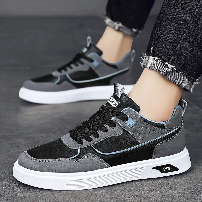 New High Quality Men's Shoes Stylish and Comfortable Sneakers Lace-Up Flats Men Non-Slip Leather Casual Shoes Zapatos De Hombre image 5