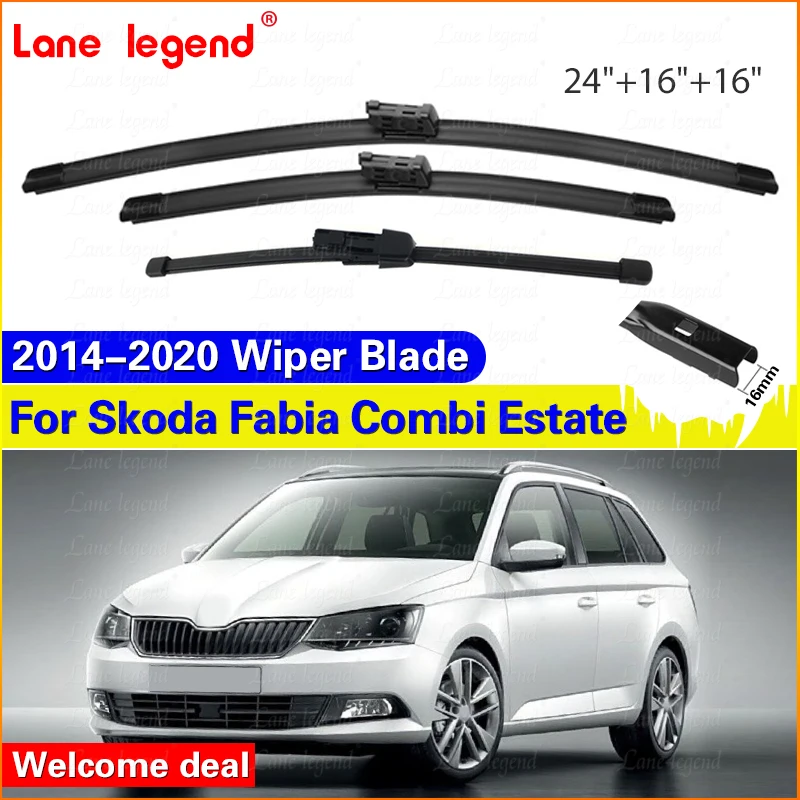 For Skoda Fabia Combi Estate 2014-2020 LHD Front Rear Wiper Blades Windscreen Windshield Window Car Accessories 24