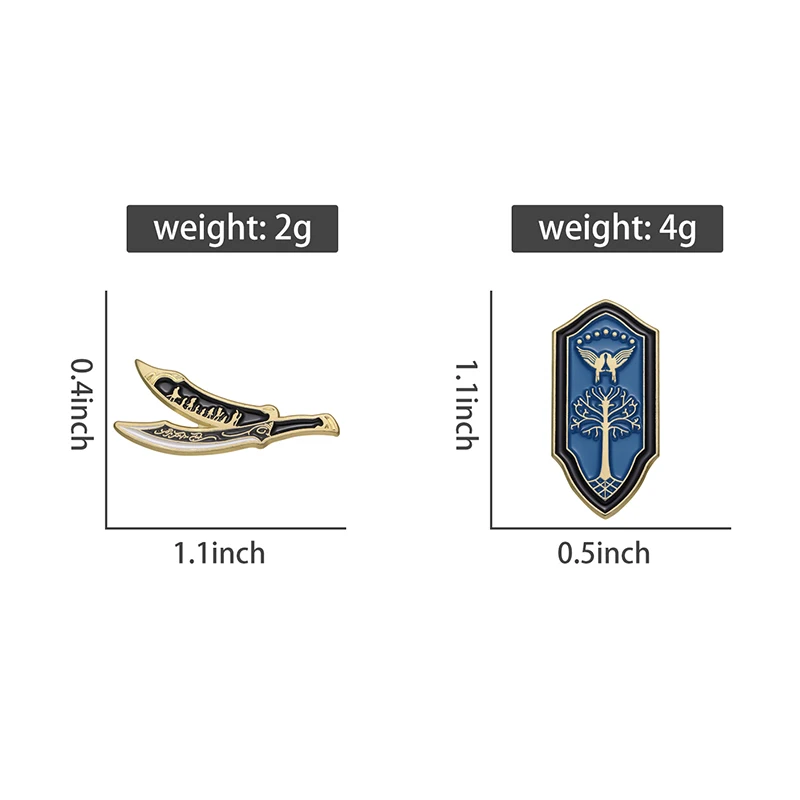 Fantasy Film Dagger Shield Enamel Pin NOT ALL THOSE WHO WANDER ARE LOST Movie Brooch Lapel Badge Accessory Jewelry Gift for Fans