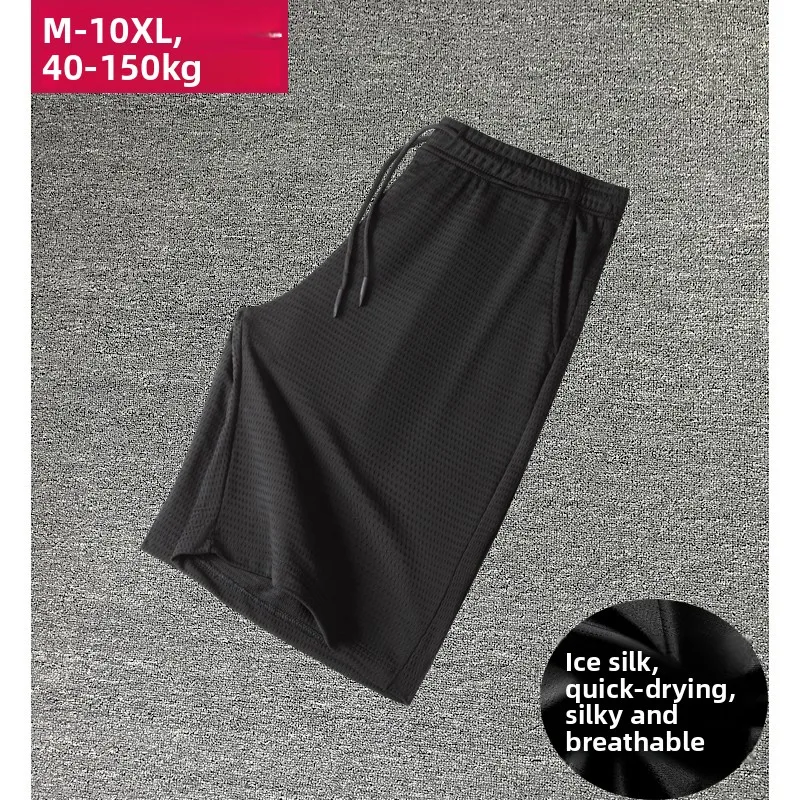 شورت رجالي مقاس كبير من الحرير الجليدي سريع الجفاف، بنطلون رياضي غير رسمي فضفاض، خصر منخفض، ساق مستقيمة، طول قصير، ملابس نشطة... #5