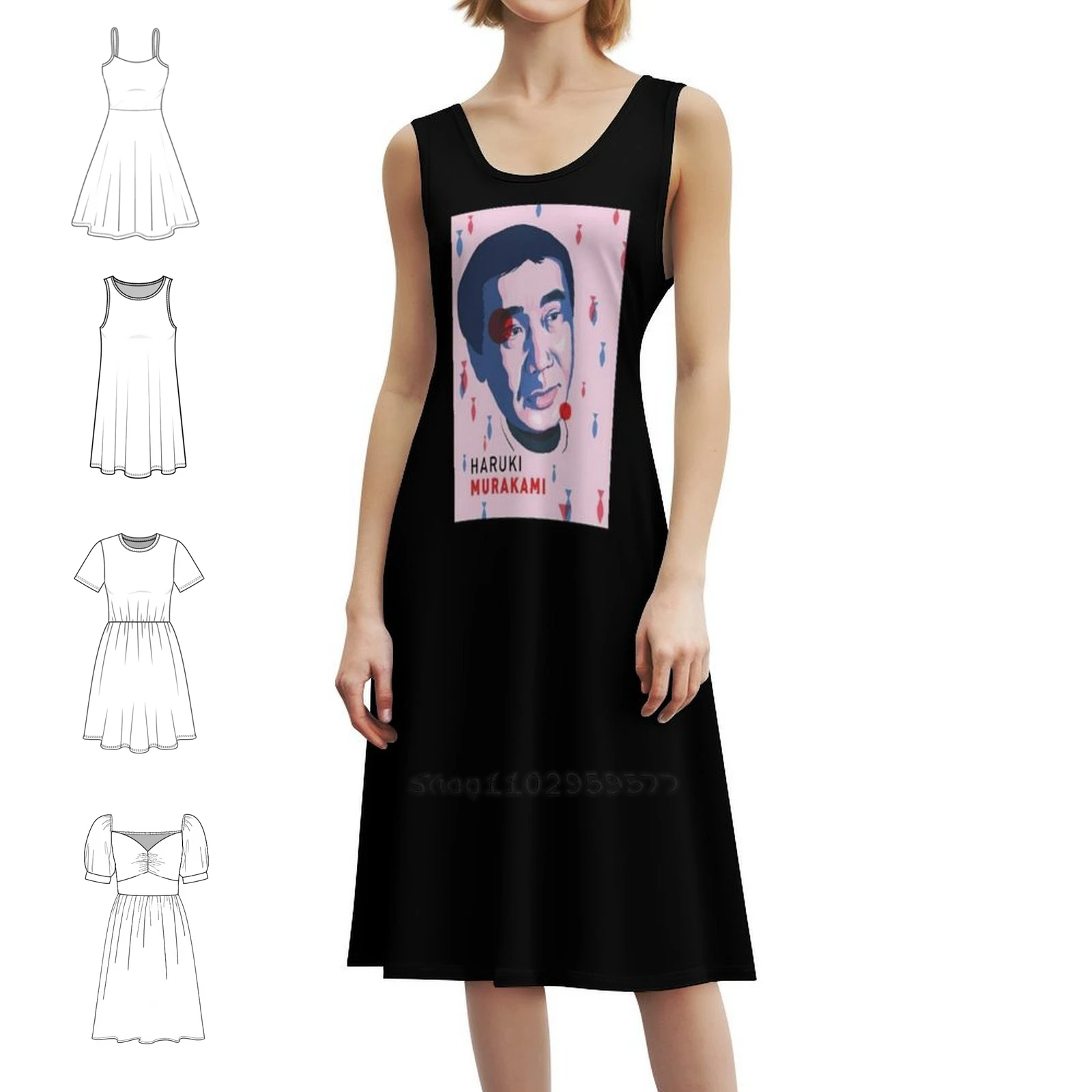 

Seniman Women's Elegant Party Dress A-Line Dress With Short/Long/Sleeveless Options Murakami Haruki Murakami Kafka On The Dress