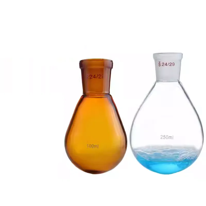 Fiole en verre en forme d'aubergine, fiole à fond rond en forme de poire, fiole d'évaporation, en borosilicate haute résistance aux températures élevées