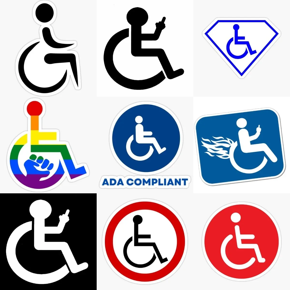 Creative Disabled Wheelchair Handicap Waterproof Accessories Sticker for Decorate Wall Car Off-road Camper Bumper Decal