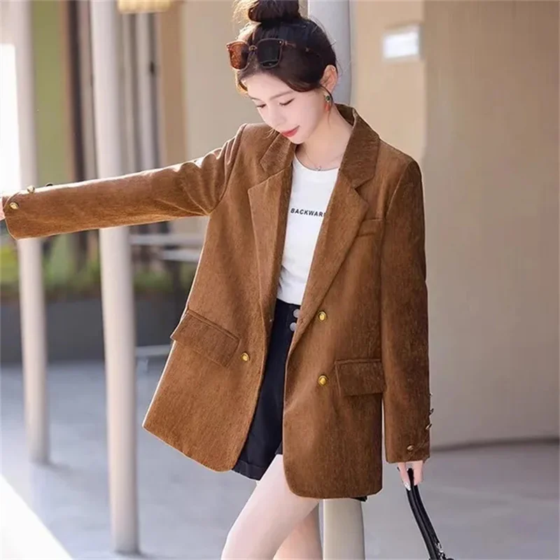 Early Spring Fashion Caramel Suit Jacket Female Spring Autumn 2024 New Trend Niche Design High Sense Leisure Waist Small Blazer