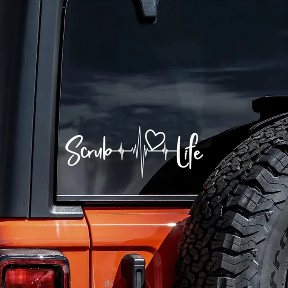 Scrub Life Nurse Tech Heartbeat Car Stickers For Laptop Water Bottle Phone Car Truck SUV Motorcycle Vehicle Window Wall Cup Bump