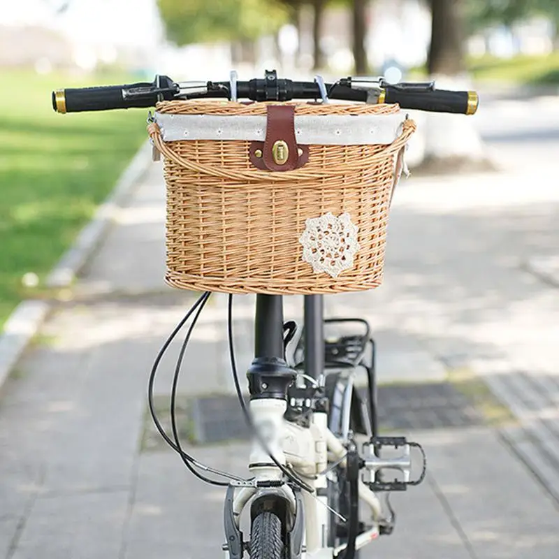 

Bikes Baskets For Adult Bikes Woven Bicycle Storage Baskets Front Basket With Liner Beach Cruiser Basket With Cover And Leather