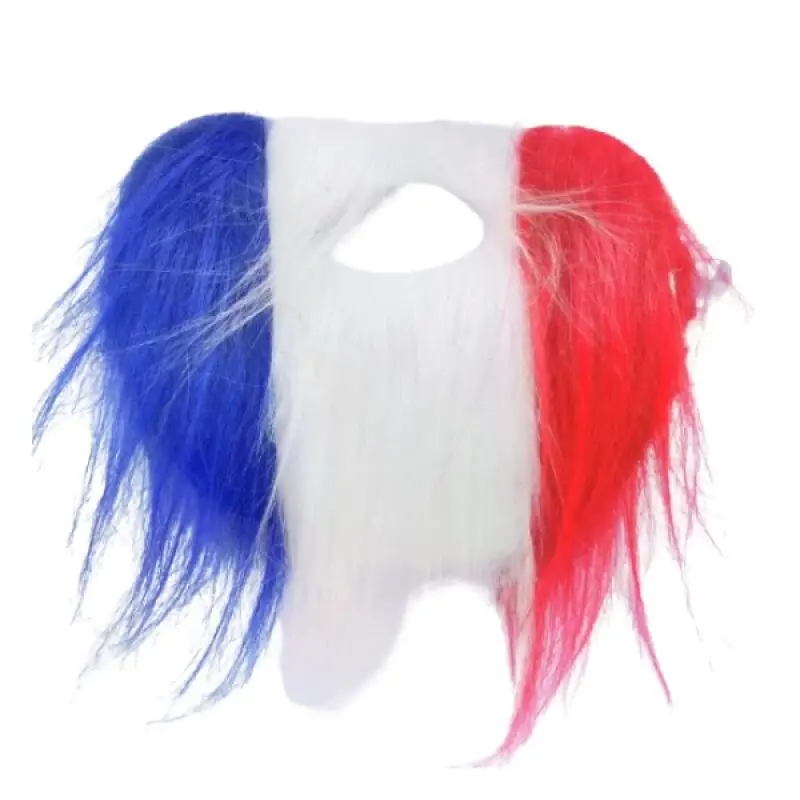 France Fans Blue White Red Beard Accessories Ball Games Games Wigs Mardi Gras Oktoberfest Soccer Cheer Cap with Braids