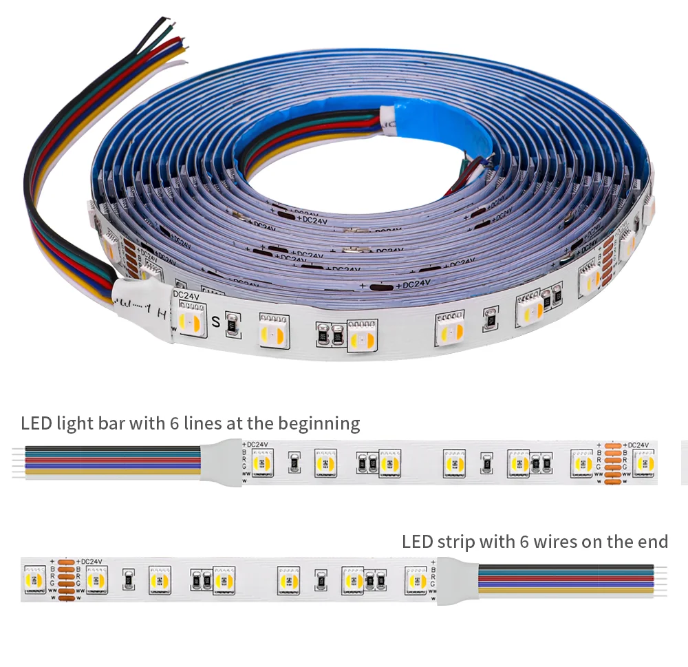 12v 24v Bright 10mm 12mm 36W RGBCCT LED Strip 112 leds/m 96 leds/m RGB +White +Warm White 3000k 4000k 6000k LED Flexible Tape