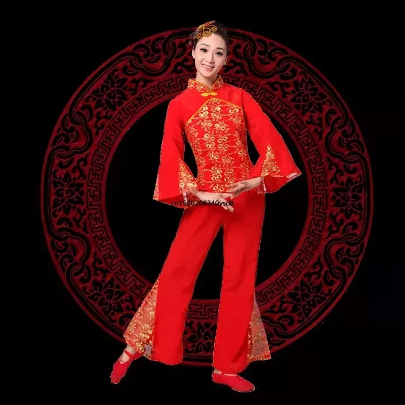 Ancient chinese costume women folk dance lion costume for woman hanfu women new year Fan Yangko Stage clothing dragon Younger