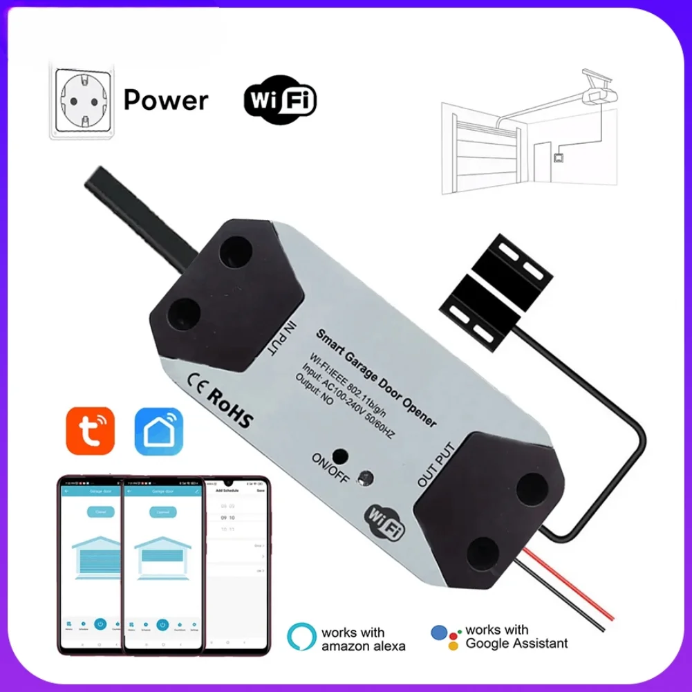 

Switch Garage Door Controller Tuya WiFi Smart Door Opener Work with Alexa Google Home Smart Life Tuya APP Control No Hub Require