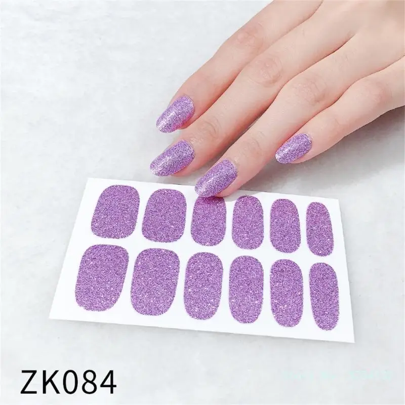 Einfarbige Glitter Full Wraps Nagel aufkleber Nagellack aufkleber selbst klebende wasserdichte Nail Art Aufkleber Maniküre Nagels pitzen